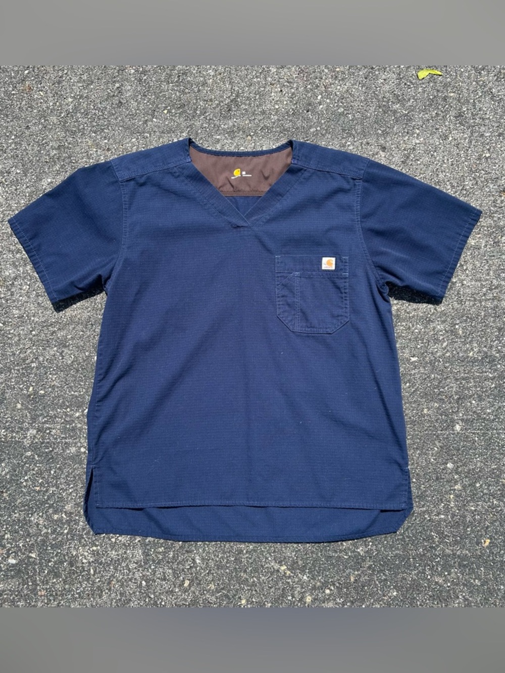 Carhartt Utility Scrub Top Shirt Mens M Navy Blue Ripstop Bi-Swing Back Yoke